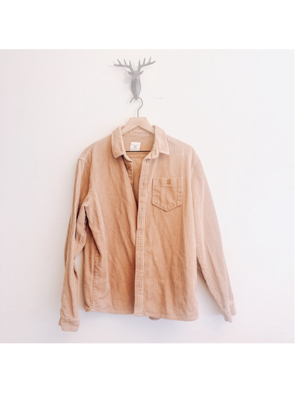 Men's Kauf Dich Glücklich Corduroy Shirt Jacket, Size Large Beige